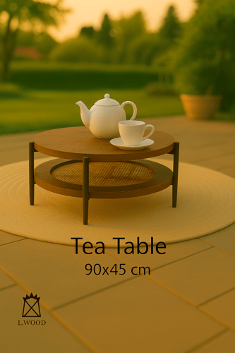 طاولة قهوة خارجية دائرية بتصميم خشبي أنيق – مقاس 9...