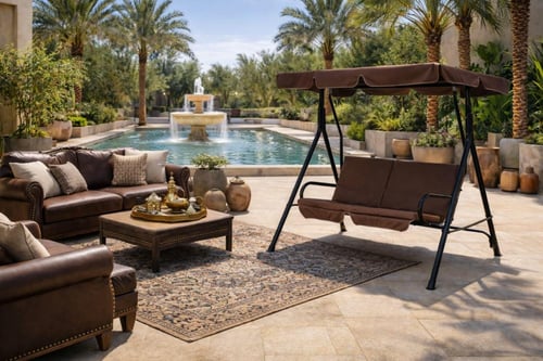 مرجيحة خارجية فاخرة بمظلة – مقعد مزدوج للاسترخاء ب...