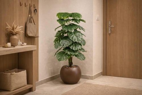 شجرة مونستيرا صناعية فاخرة مع حوض ديكوري أنيق متوف...