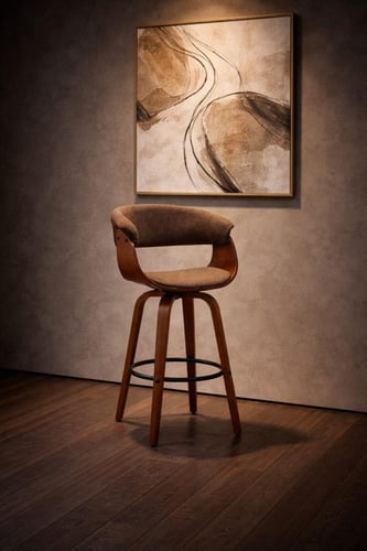 كرسي بار فاخر بقماش ناعم وهيكل خشبي أنيق ألوان متع...