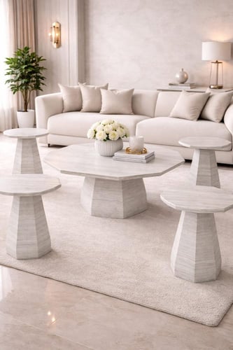 طاولة هندسية من الحجر الطبيعي بتصميم معماري فاخر و...