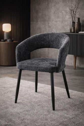 كرسي قماش فاخر بذراعين بتصميم أنيق لغرفة الطعام وا...