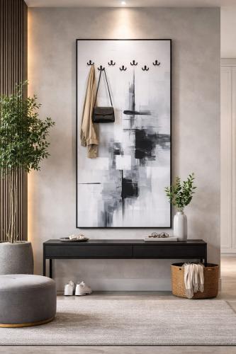 لوحة جدارية مع علاق ملابس بتصميم تجريدي عصري