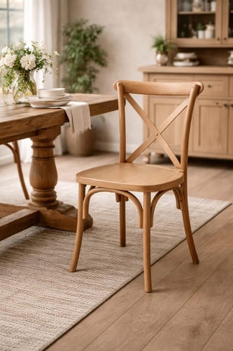 كرسي طعام خشبي بتصميم X كلاسيكي فاخر