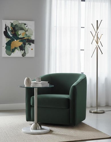 طاولة خدمة زجاجية فاخرة بقاعدة رخامية ولمسة معدنية...