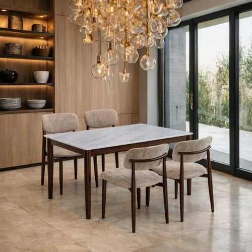 طاولة طعام رخام مع كراسي بتصميم مودرن فاخر المقاسا...