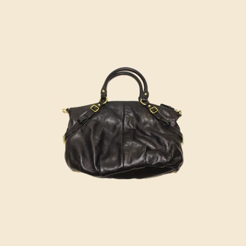 black gathered leather Coach Madison Sophia satche...