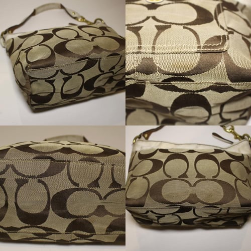 Coach Signature Shoulder Canvas Brown Hobo Bag