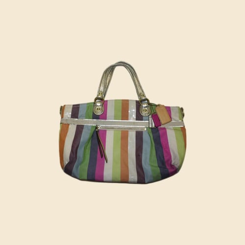 Coach Poppy Legacy Stripe Rocker Satchel Bag