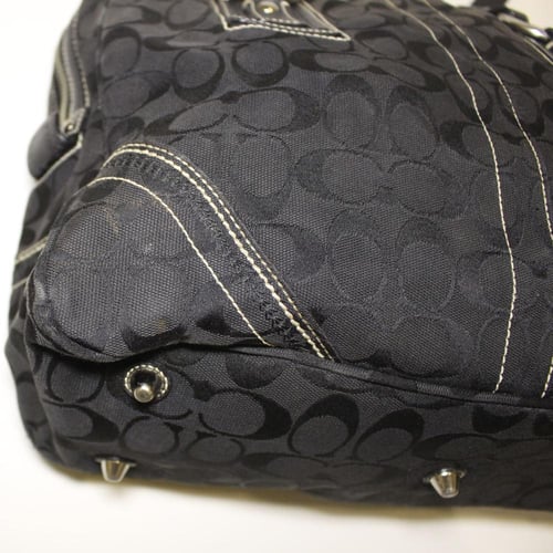 2006 coach black Signature Jacquard Bowler Domed T...