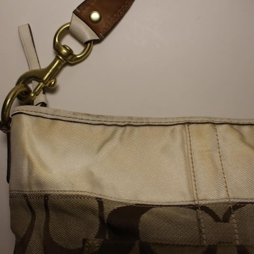 Coach Signature Shoulder Canvas Brown Hobo Bag