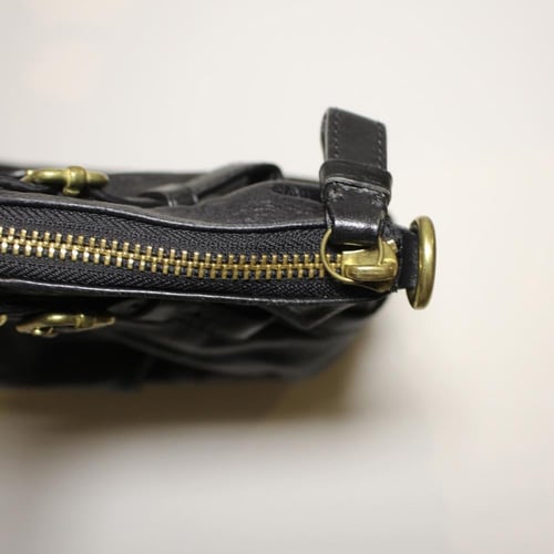 black gathered leather Coach Madison Sophia satche...