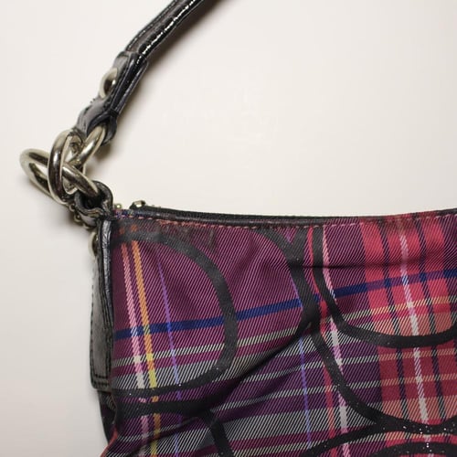 Coach Poppy 2-way shoulder bag in plaid signature...