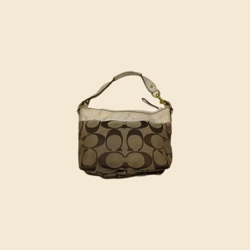 Coach Signature Shoulder Canvas Brown Hobo Bag