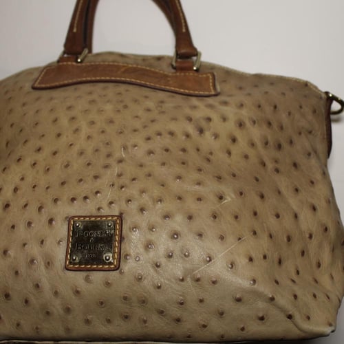 Dooney & Bourke leather ostrich satchel bag