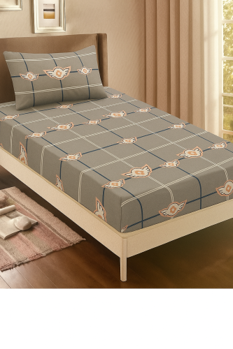 مفرش سرير كارفن الفاخر – تصميم أنيق بلون رمادي مخط...