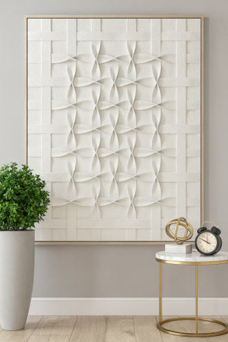 لوحة جدارية مجسّمة بإطار ذهبي بتصميم فني عصري (102...