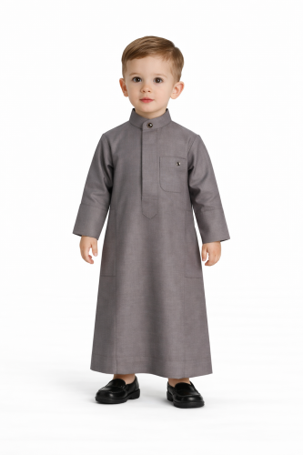 ثوب أولادي رمادي أنيق بتصميم عصري راقٍ