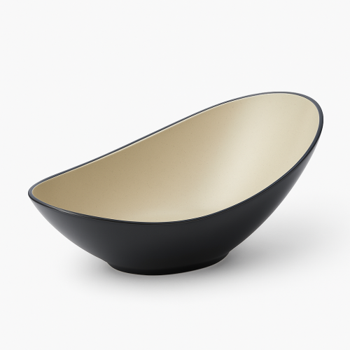 زبدية تقديم عصرية باللونين البيج والأسود