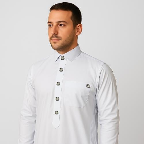 ثوب العمدة رجالي-كريمي قلاب -يد سادة- زرار باين