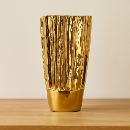 مزهرية ديكورية ذهبية بتصميم عصري فاخر