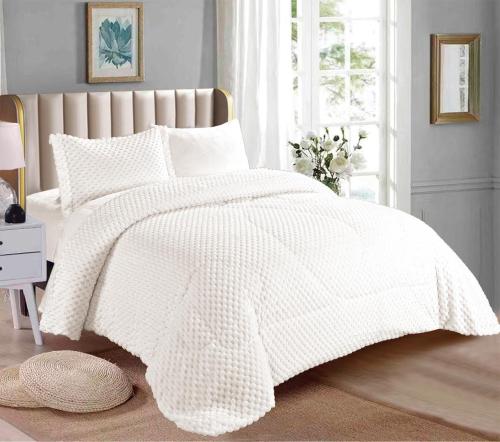 طقم مفارش سرير أبيض فاخر - 6 قطع