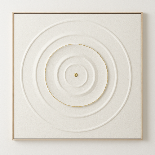 لوحة جدارية فنية باللون الأبيض بتصميم دوائر مجسّمة...