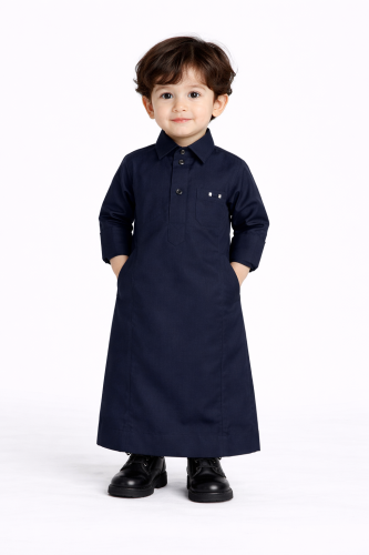 ثوب أطفال كحلي أناقة راقية للصغار