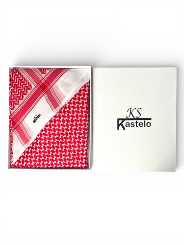 شماغ KS Kastelo الأحمر – فخامة كلاسيكية بعلبة بيضا...