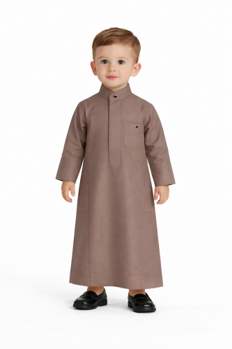 ثوب أولادي أنيق باللون البني (كاكاو) بتصميم كلاسيك...