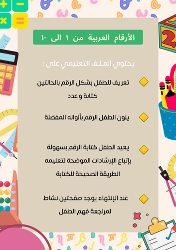 تعلم الارقام العربية PDF قابل للطباعة