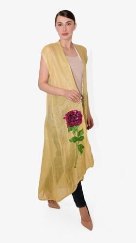 Open embroidered flower caftan