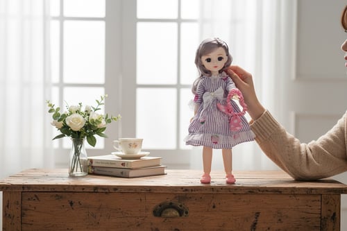 دمية صغيره بملابس انيقة