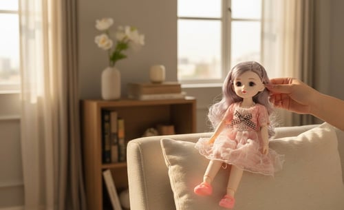 دمية صغيره بملابس انيقه