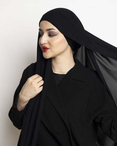 نقاب مبطن حرير أسود+ طرحة بندانة