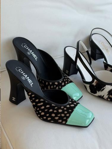 Chanel calfskin mules