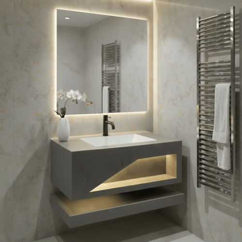 مغسله رخام صناعي رمادي مطفي 80 سم