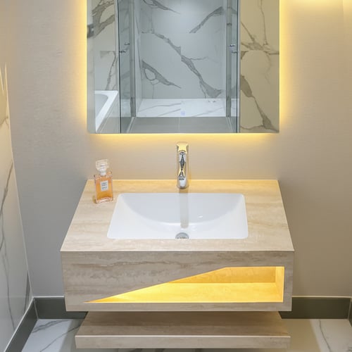 مغسلة ديكور بورسلان بيج 80 سم