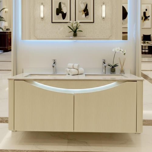 مغسلة بيج دولاب بورسلان حوضين 120 سم بأدراج ومرايا...