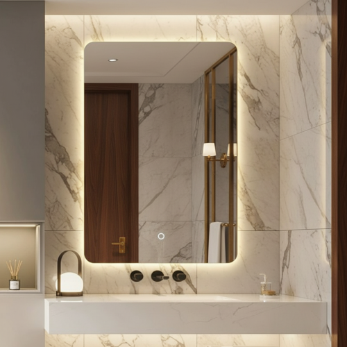 مرايا حمام مضيئة ثلاثة الوان قياس 60*80