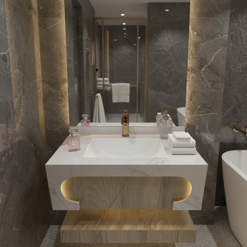 مغسلة لون سكري مع واجه ورف 80