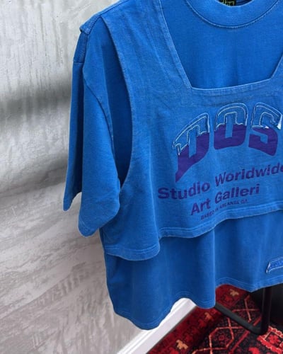 تيشيرت رجالي ستريت ستايل بقصة مزدوجة وطباعة عصرية