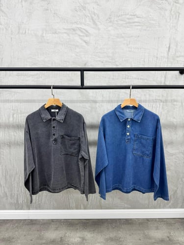 قميص كم طويل مغسول