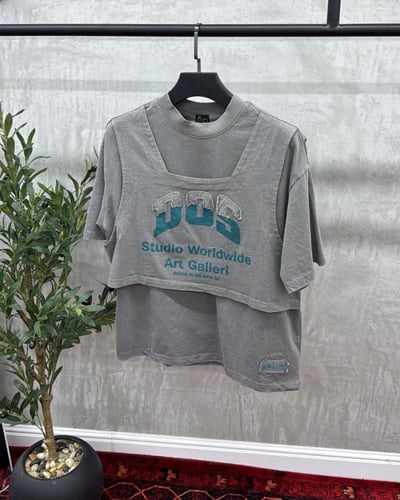 تيشيرت رجالي ستريت ستايل بقصة مزدوجة وطباعة عصرية