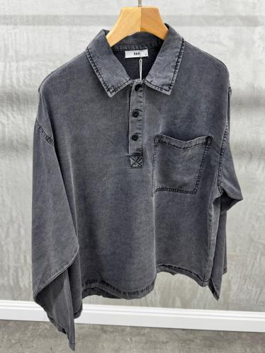 قميص كم طويل مغسول