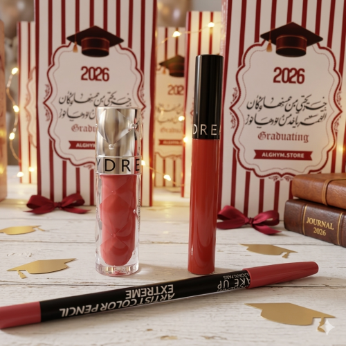 Lipstick, eye shadow, and highlighter