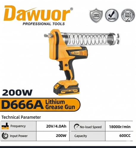 Dawuor D666A Cordless Grease Gun with 20V Battery,...