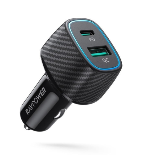 فيش سيارة منفذين USB + PD بقوة 60 واط - اسود - مود...