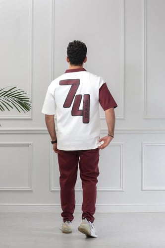 طقم رجالي صيفي كاجوال اوفر سايز ببتيشرت بياقة قميص...