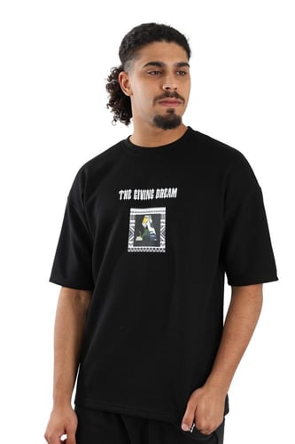 تيشرت رجالي صيفي اوفر سايز بطبعات كبيرة هندسية